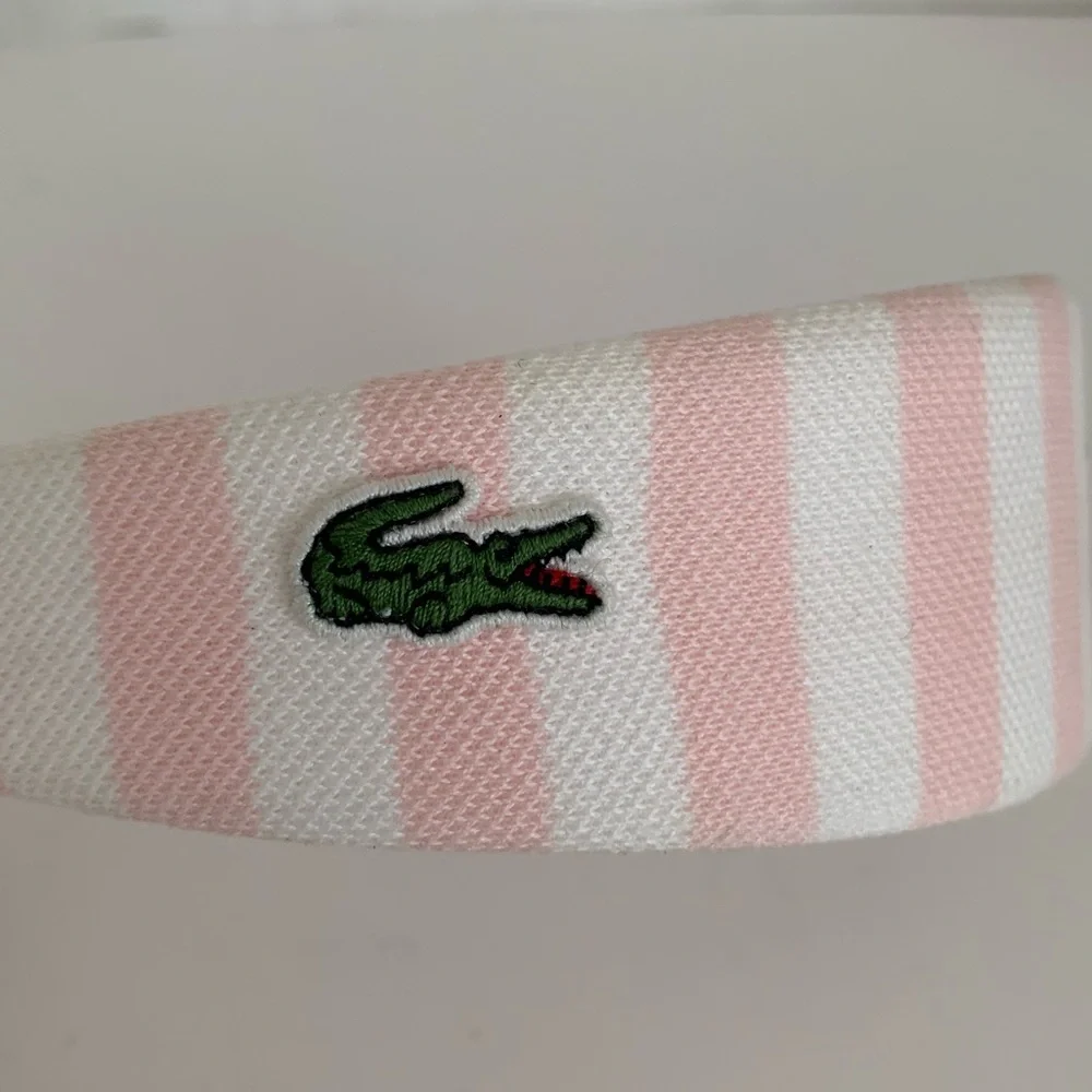 Lacoste Kids Striped Wide Headbands Lot  Pink Green White Embroidered Logo Girls